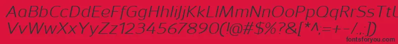 Fonte SavileItalic – fontes pretas em um fundo vermelho