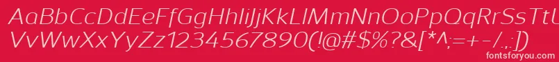 SavileItalic-fontti – vaaleanpunaiset fontit punaisella taustalla