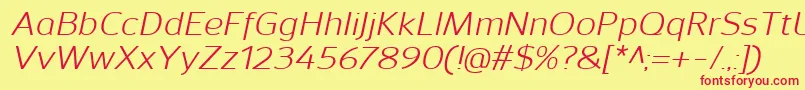 SavileItalic-fontti – punaiset fontit keltaisella taustalla