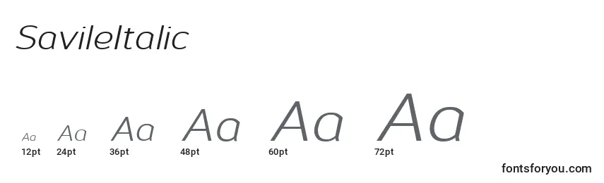 Размеры шрифта SavileItalic