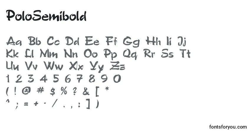 A fonte PoloSemibold – alfabeto, números, caracteres especiais