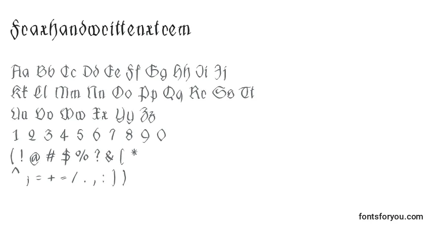 A fonte Fraxhandwrittenxtrem – alfabeto, números, caracteres especiais