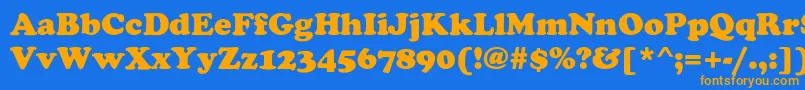 FennimoreHeavy-Schriftart – Orangefarbene Schriften auf blauem Hintergrund