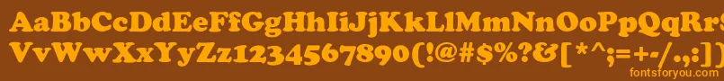Weitere Informationen zur FennimoreHeavy-Schriftart FennimoreHeavy-Schriftart – Orangefarbene Schriften auf braunem Hintergrund