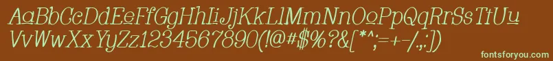 Whacui-fontti – vihreät fontit ruskealla taustalla