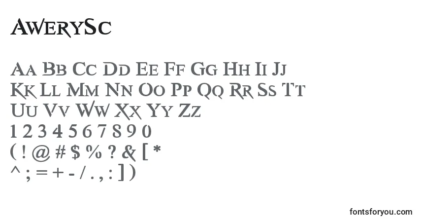 Czcionka AwerySc – alfabet, cyfry, specjalne znaki