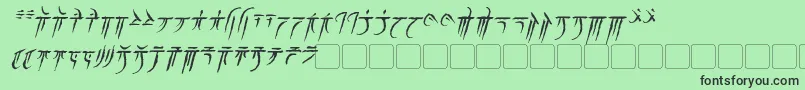 Czcionka IokharicItalic – czarne czcionki na zielonym tle