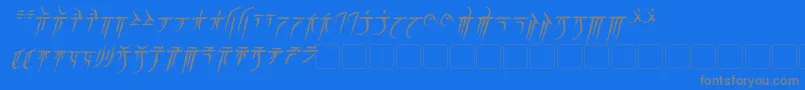 フォントIokharicItalic – 青い背景に灰色の文字