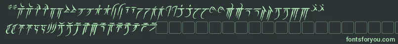 フォントIokharicItalic – 黒い背景に緑の文字