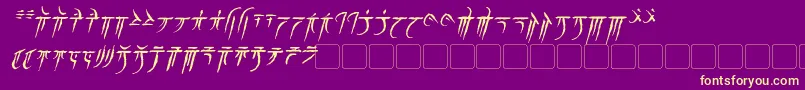 IokharicItalic-fontti – keltaiset fontit violetilla taustalla