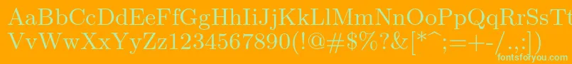 フォントLmroman9Regular – オレンジの背景に緑のフォント