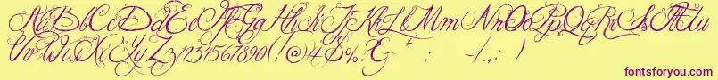 Jellykakingshat-Schriftart – Violette Schriften auf gelbem Hintergrund