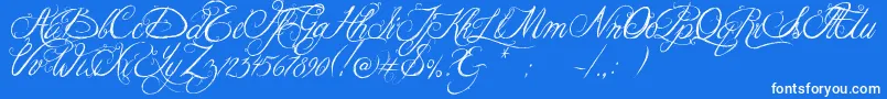 Jellykakingshat-Schriftart – Weiße Schriften auf blauem Hintergrund