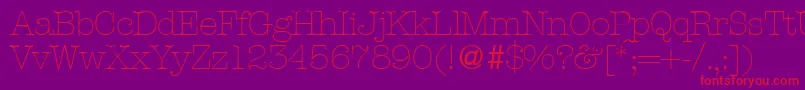 ModerntypewriterlightRegular Font – Red Fonts on Purple Background