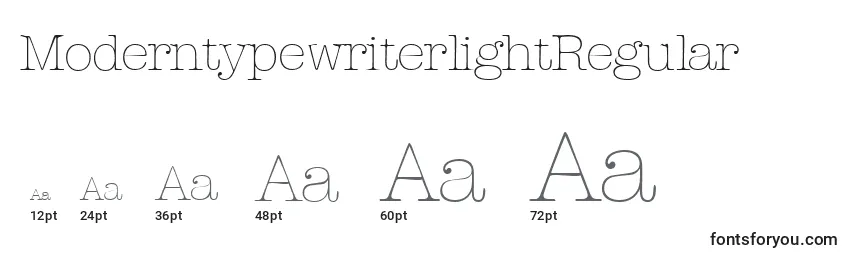Размеры шрифта ModerntypewriterlightRegular