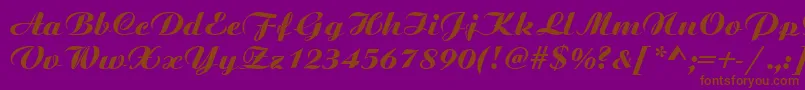 BoyarskyBoldItalic-Schriftart – Braune Schriften auf violettem Hintergrund