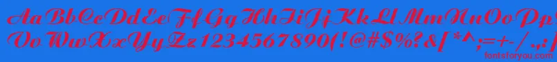 BoyarskyBoldItalic Font – Red Fonts on Blue Background