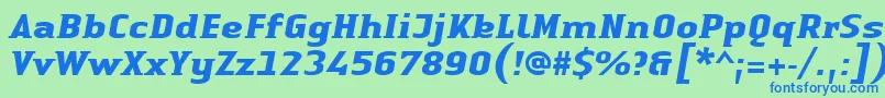 LinotypeAuthenticSmallSerifBoldit-fontti – siniset fontit vihreällä taustalla