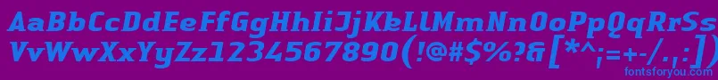 LinotypeAuthenticSmallSerifBoldit Font – Blue Fonts on Purple Background