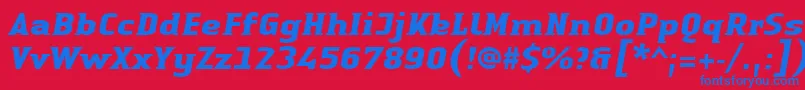 Czcionka LinotypeAuthenticSmallSerifBoldit – niebieskie czcionki na czerwonym tle