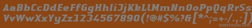 LinotypeAuthenticSmallSerifBoldit-fontti – harmaat kirjasimet ruskealla taustalla