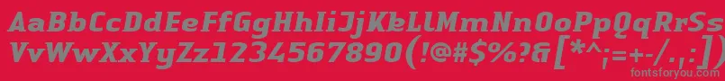 LinotypeAuthenticSmallSerifBoldit-fontti – harmaat kirjasimet punaisella taustalla