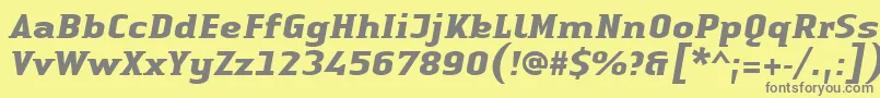 LinotypeAuthenticSmallSerifBoldit-Schriftart – Graue Schriften auf gelbem Hintergrund