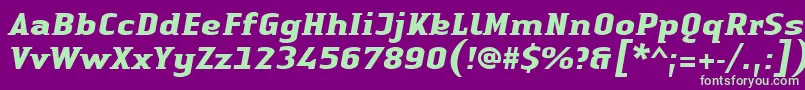 LinotypeAuthenticSmallSerifBoldit Font – Green Fonts on Purple Background