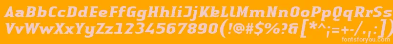 LinotypeAuthenticSmallSerifBoldit-fontti – vaaleanpunaiset fontit oranssilla taustalla