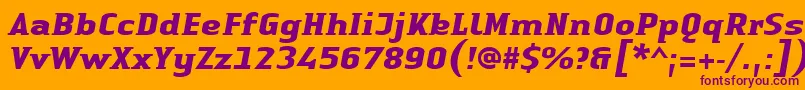 LinotypeAuthenticSmallSerifBoldit-Schriftart – Violette Schriften auf orangefarbenem Hintergrund