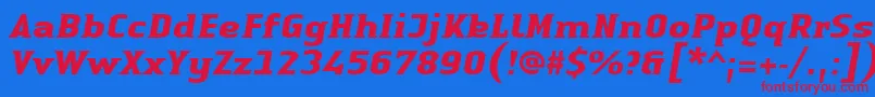 LinotypeAuthenticSmallSerifBoldit Font – Red Fonts on Blue Background
