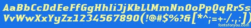 LinotypeAuthenticSmallSerifBoldit Font – Yellow Fonts on Blue Background