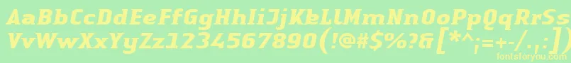 Шрифт LinotypeAuthenticSmallSerifBoldit – жёлтые шрифты на зелёном фоне