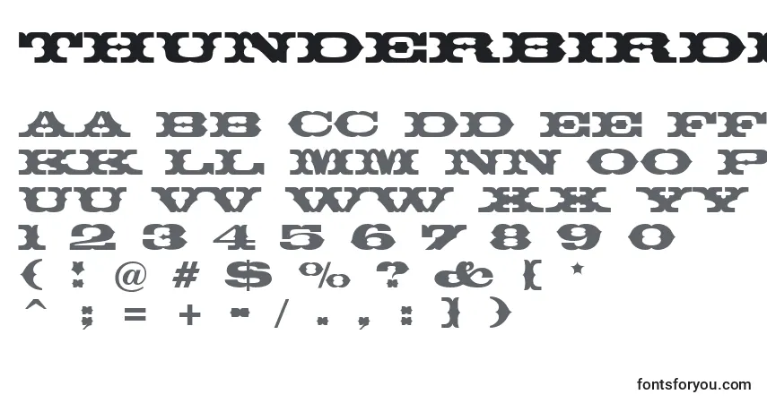 Czcionka ThunderbirdBt – alfabet, cyfry, specjalne znaki