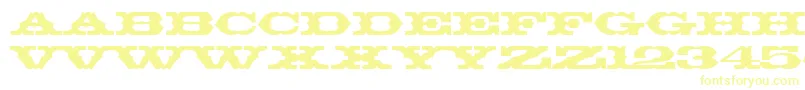 フォントThunderbirdBt – 白い背景に黄色の文字