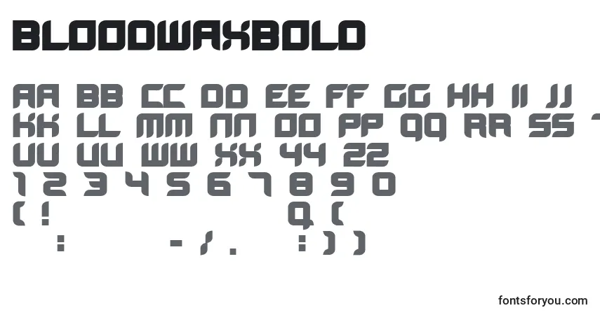 Шрифт Bloodwaxbold – алфавит, цифры, специальные символы