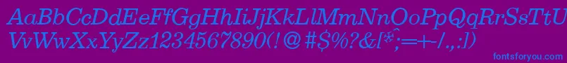 E710RomanItalic Font – Blue Fonts on Purple Background