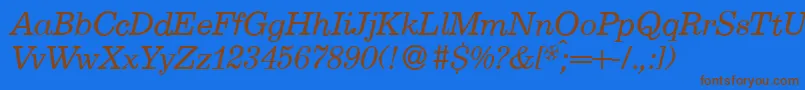 E710RomanItalic Font – Brown Fonts on Blue Background