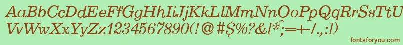 E710RomanItalic Font – Brown Fonts on Green Background