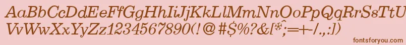 E710RomanItalic Font – Brown Fonts on Pink Background