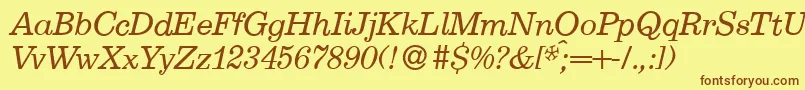 E710RomanItalic Font – Brown Fonts on Yellow Background