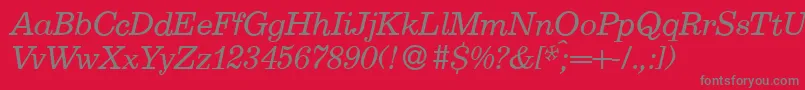 E710RomanItalic Font – Gray Fonts on Red Background