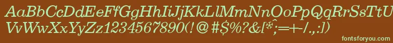 E710RomanItalic Font – Green Fonts on Brown Background