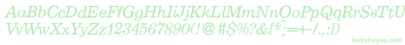 E710RomanItalic Font – Green Fonts on White Background