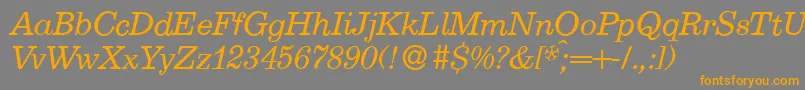 Fonte E710RomanItalic – fontes laranjas em um fundo cinza