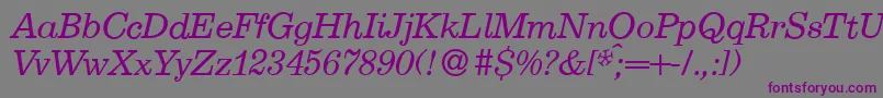 E710RomanItalic Font – Purple Fonts on Gray Background