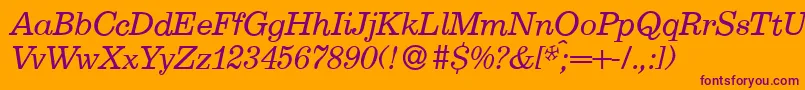 E710RomanItalic Font – Purple Fonts on Orange Background