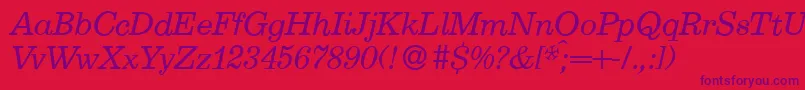 Шрифт E710RomanItalic – фиолетовые шрифты на красном фоне