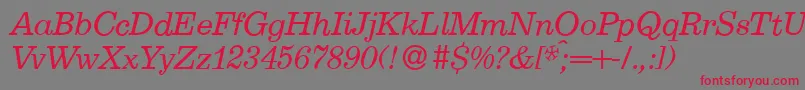 フォントE710RomanItalic – 赤い文字の灰色の背景