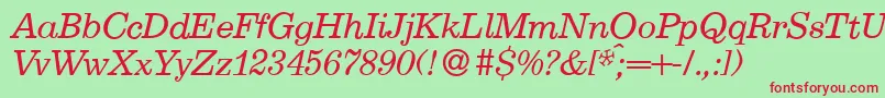 E710RomanItalic Font – Red Fonts on Green Background